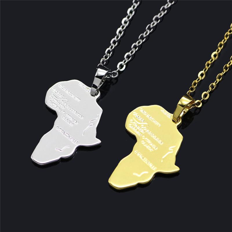 Chains Fashion Selling African Map Pendant Necklaces Men& Women Stainless Steel Gold And Silver Color Africa Jewelry Gift
Chains Fashion Selling African Map Pendant Necklaces Men& Women Stainless Steel Gold And Silver Color Africa Jewelry Gift