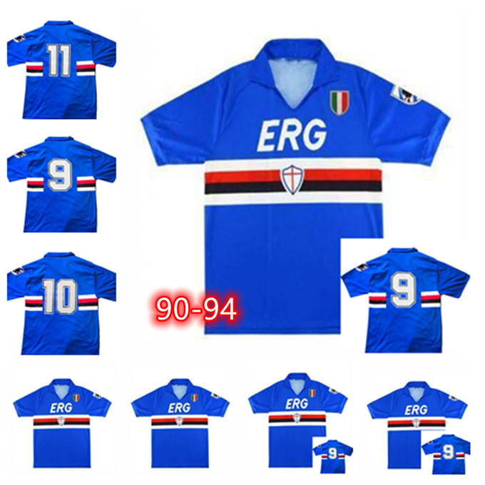 1989 1990 superior quality Sampdoria football shirt 90 91 92 UC Sampdoria retro classic Mancini villaricerezzo attirio Lombardo shirt