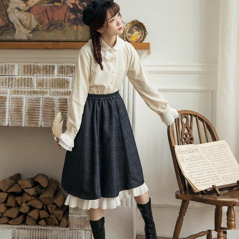 Japanese Gothic Skirt Women Long High Waist Harajuku Midi Female Casual Patchwork Street Korean 210619