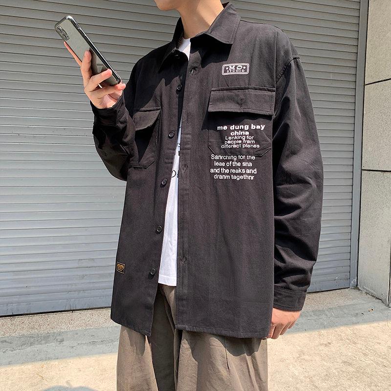2021 Spring And Autumn New Youth Fashion Loose Personality Simple Letter Printing Long-sleeved Shirt Fashion Casual Top M-2XL
