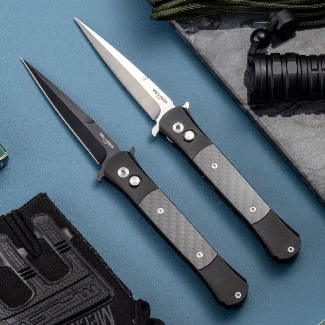 Protech PT1718 DON Automatic Tactical Folding Knives 9CR13 Blade 6061 T6 aluminum alloy + inlaid carbon brazing Handle Camping outdoor EDC Tool fruit knife
Protech PT1718 DON Automatic Tactical Folding Knives 9CR13 Blade 6061 T6 aluminum alloy + inlaid carbon brazing Handle Camping outdoor EDC Tool fruit knife