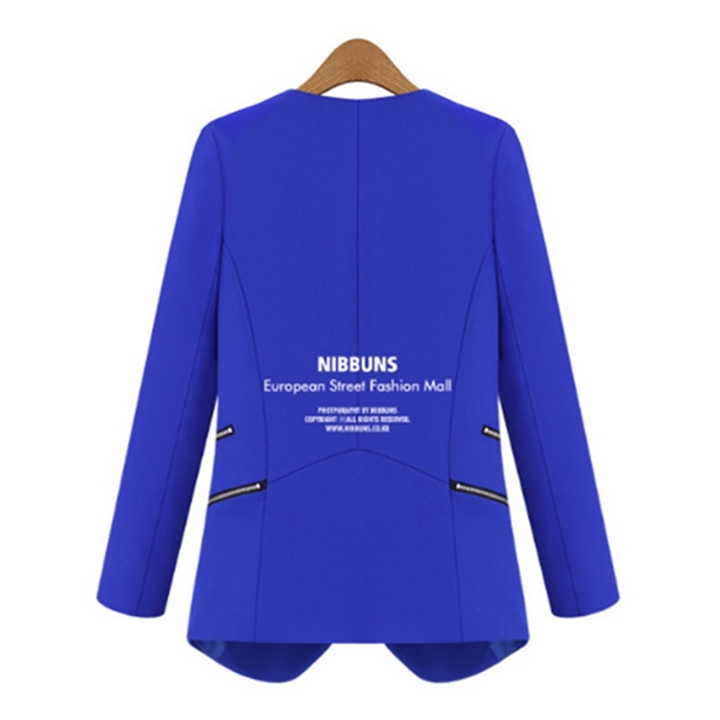 Ladies Blazer Long Personality Zipper Pocket Jacket Sleeve Blaser Women Single Button Slim Suit jackets for women Autumn T200319