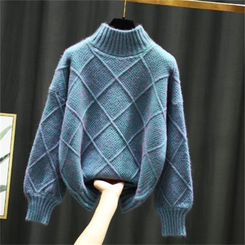 2021 New Novo Outono e Inverno Grosso Gola Alta Feminino Estilo Preguioso Cor Slida Pulver Exterior Camisola De Malha Kfph, Blue
2021 New Novo Outono e Inverno Grosso Gola Alta Feminino Estilo Preguioso Cor Slida Pulver Exterior Camisola De Malha Kfph, Blue