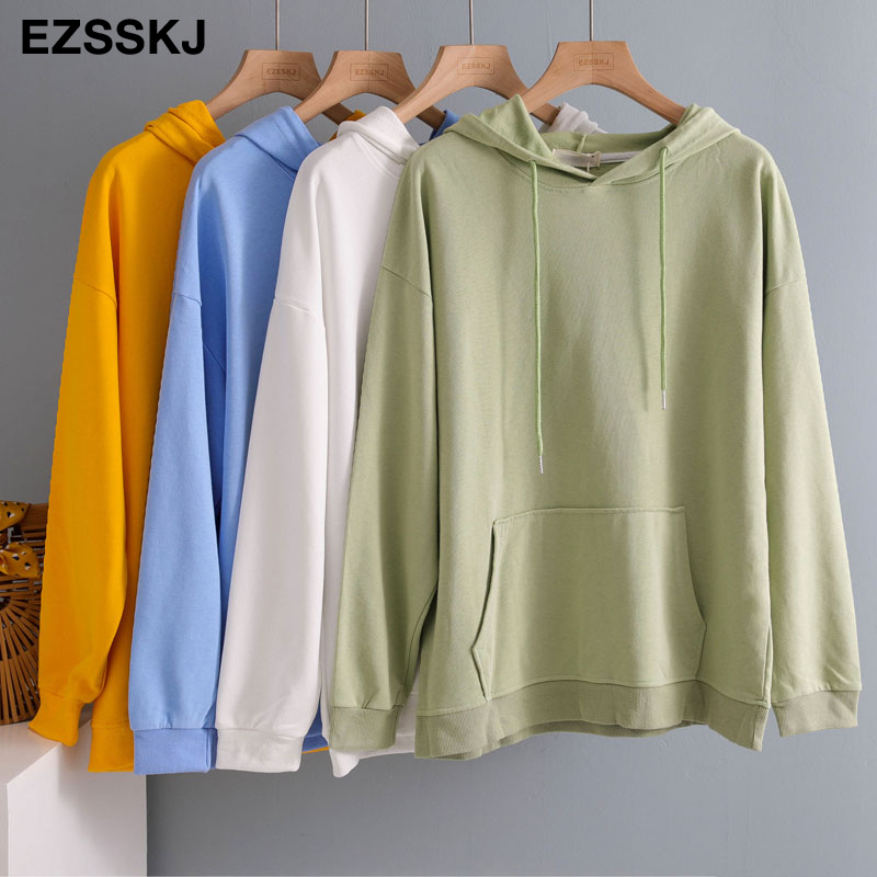 spring autumn hooded top women BASIC solid color sweatshirts female OVERSIZE Hooded jacket 201211