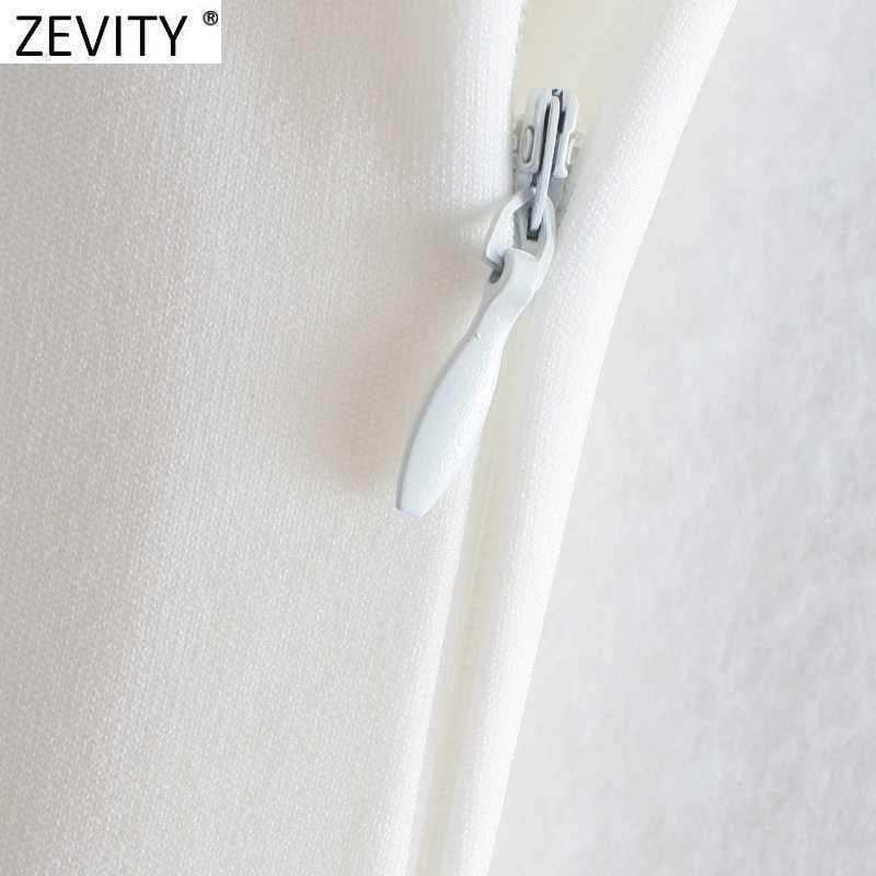 Zevity Women Sexy Single Shoulder Asymmetrical Shirt Dress Female Chic Side Zipper White Casual Slim Mini Vestidos DS8276 210603
