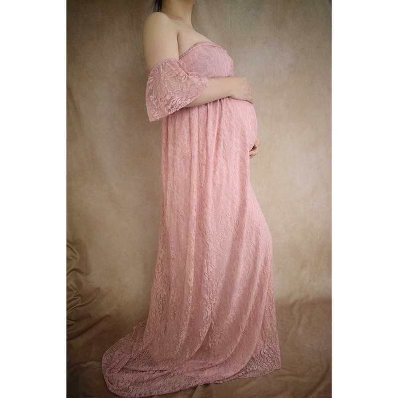 Pregnancy Gowns For Po Shoot Dresses Pregnant Women Baby Shower Maternity Pography Tail Ground Lace 210922