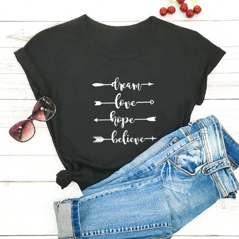 Women's T-Shirt Dream Love Hope Believe Letter Women Personalized Two-way Arrow Pattern Print Tshirt Hipster Graphic Tee, White
Women's T-Shirt Dream Love Hope Believe Letter Women Personalized Two-way Arrow Pattern Print Tshirt Hipster Graphic Tee, White