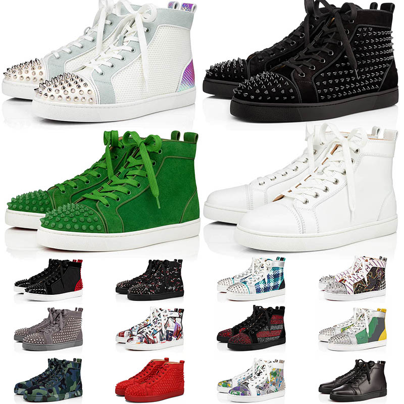 Wholesale Luxury Red Bottoms Running Shoes Womens Mens High Tops White Blue Grey Pink Green Leather Suede Studded Spikes Casual Trainers Sneakers, 29
Wholesale Luxury Red Bottoms Running Shoes Womens Mens High Tops White Blue Grey Pink Green Leather Suede Studded Spikes Casual Trainers Sneakers, 29