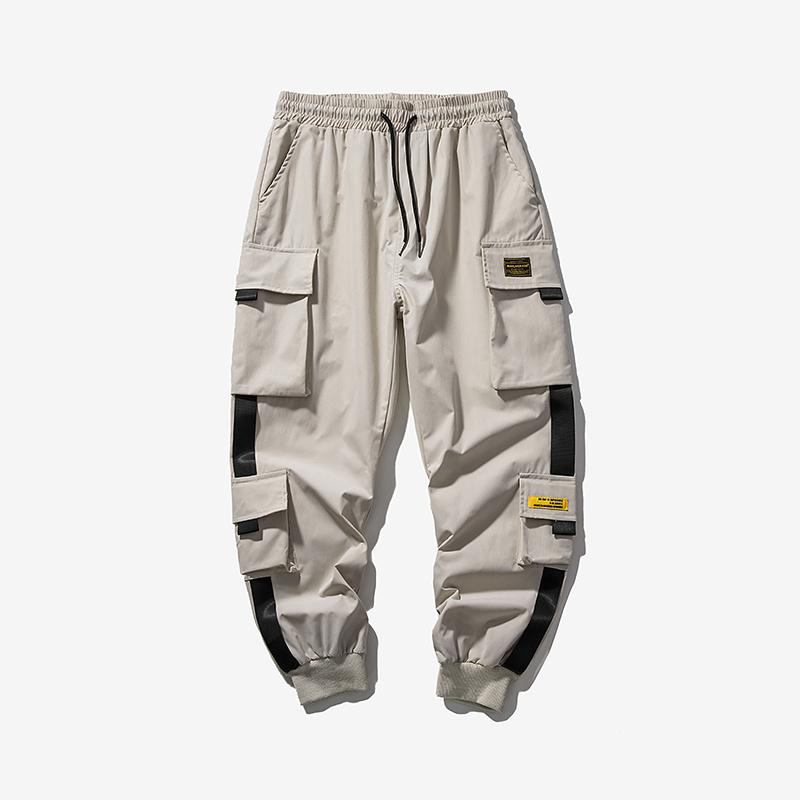 Hip Hop Harem Joggers Cargo Pants for Men with Multi-Pockets Ribbons Man Sweatpants Streetwear Casual Mens S-5XL Z260315