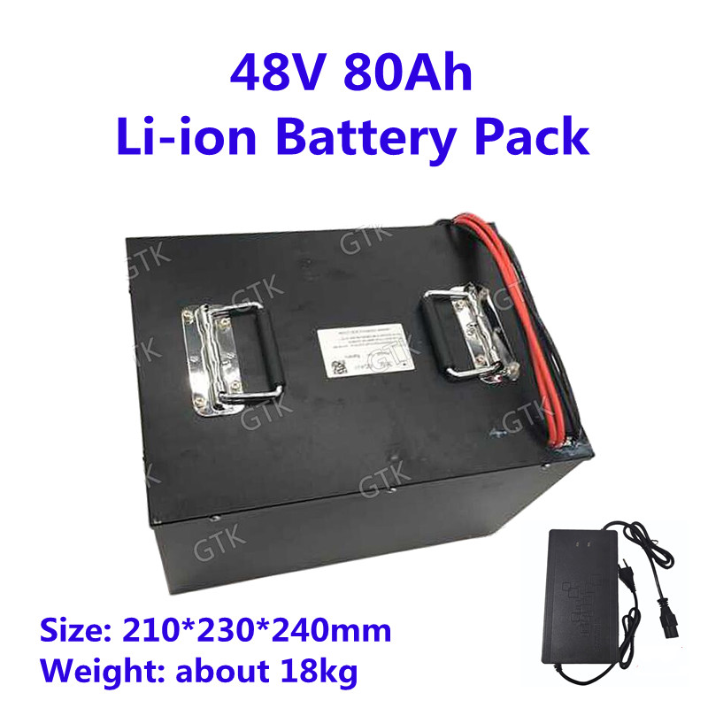 Rechargeable 48V 80Ah Lithium Ion Battery pack 13S Li-ion Pouch Cell With BMS +Charger For Bike Bicycle Motorcycle Solar Storage
Rechargeable 48V 80Ah Lithium Ion Battery pack 13S Li-ion Pouch Cell With BMS +Charger For Bike Bicycle Motorcycle Solar Storage