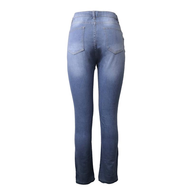 High Waist Ripped Jeans For Women Vintage Flare With Holes Bottom Jean Denim Slim Pants Trousers