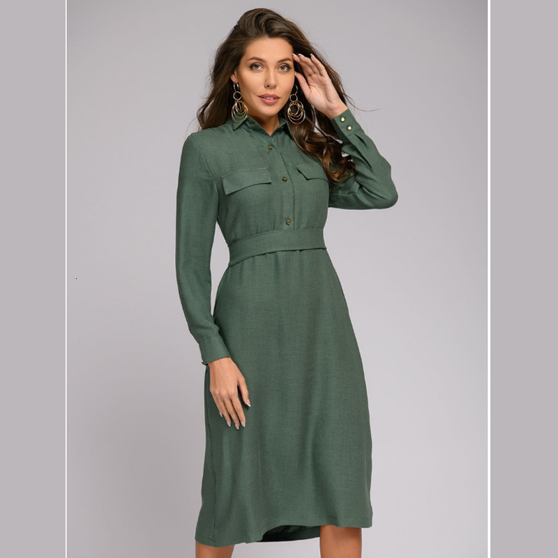 2021 Women Vintage Sashes A-line Party Long Sleeve Turn Down Collar Solid Elegant Casual Slim Autumn New Fashion 4c21, Green
2021 Women Vintage Sashes A-line Party Long Sleeve Turn Down Collar Solid Elegant Casual Slim Autumn New Fashion 4c21, Green