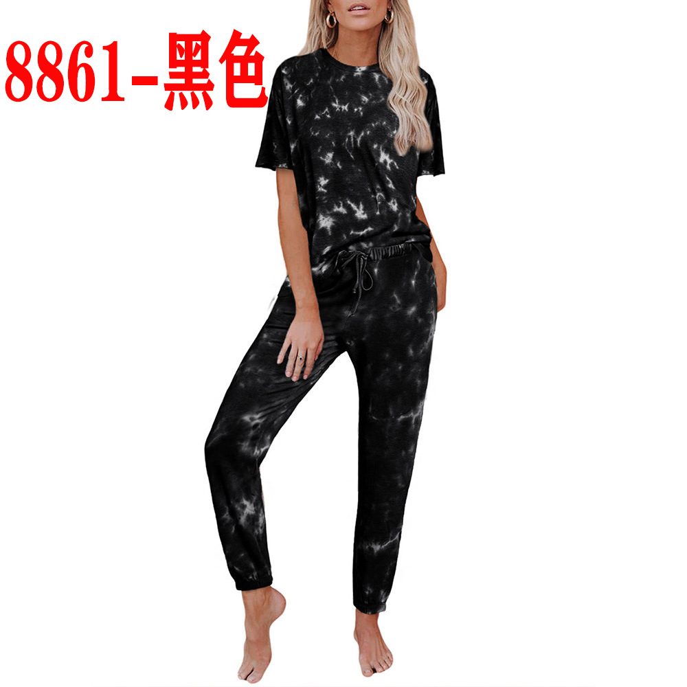 Women's Two Piece Sets Pants Home Furnishing Suit Printed long-sleeved trousers split pajamas round neck comfortable and casual