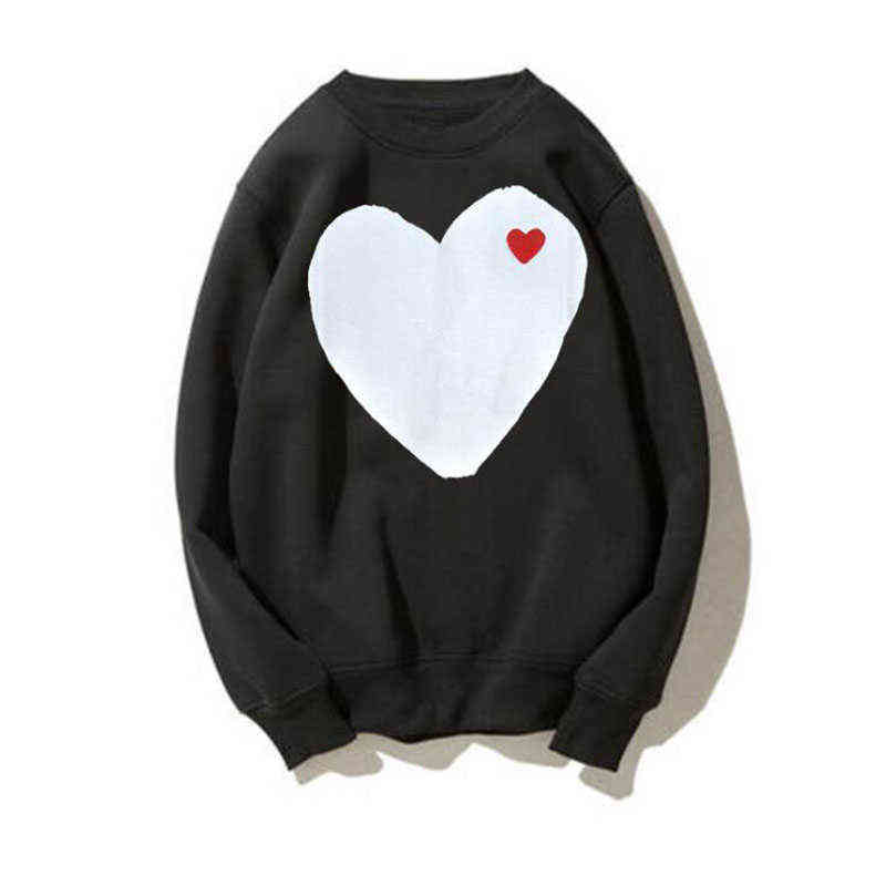 (Have eyes)Autumn Long-sleeved Round Neck Double Love Embroidery Hoody Cotton Men Women Loose Velvet Hoodies Couple Sweatshirt W220221