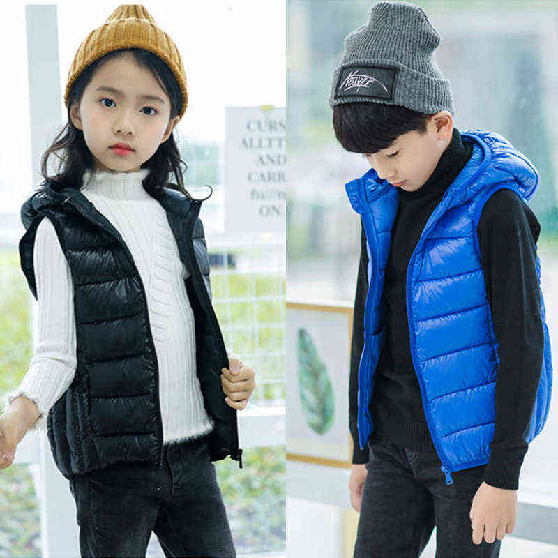 Kids Vest Children's Girls Hooded Jacket Winter Autumn Waistcoats for Boy Baby Outerwear Coats Big Teens girl clothes 211203