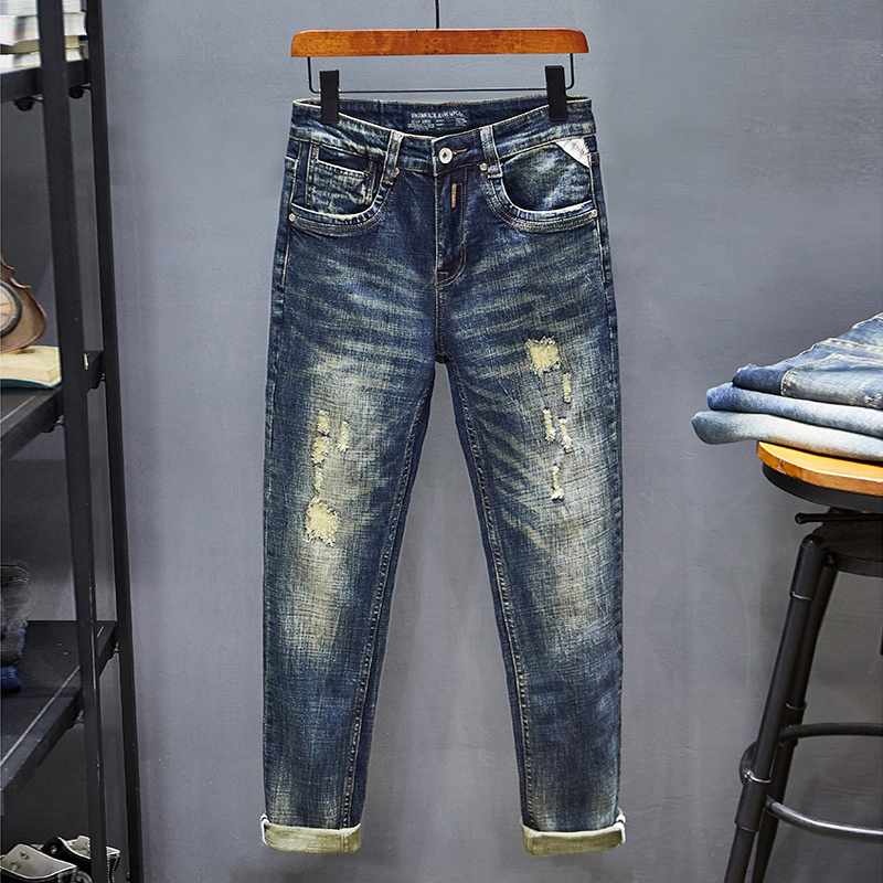 2021 New Autumn Newly Fashion Men Retro Dark Blue Slim Fit Ripped Jeans High Quality Elastic Vintage Designer Denim Long Pants 6dqe
2021 New Autumn Newly Fashion Men Retro Dark Blue Slim Fit Ripped Jeans High Quality Elastic Vintage Designer Denim Long Pants 6dqe