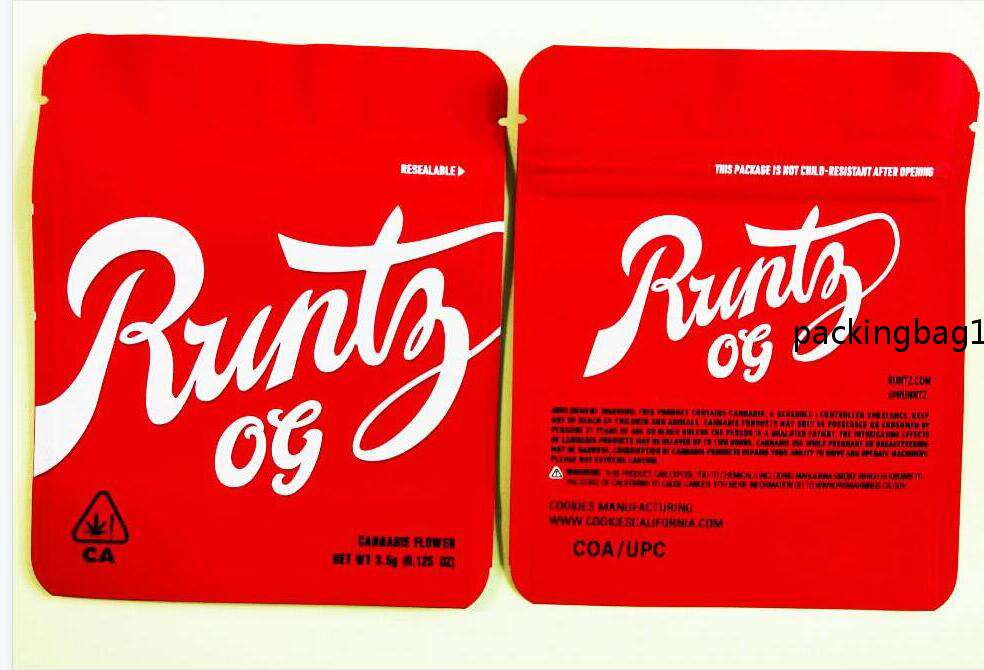 Runtz OG Mylar Bag 3.5g Purple Red Green Zipper Smell Proof Childproof Dustproof Storage for Tobacco Flower Empty
Runtz OG Mylar Bag 3.5g Purple Red Green Zipper Smell Proof Childproof Dustproof Storage for Tobacco Flower Empty