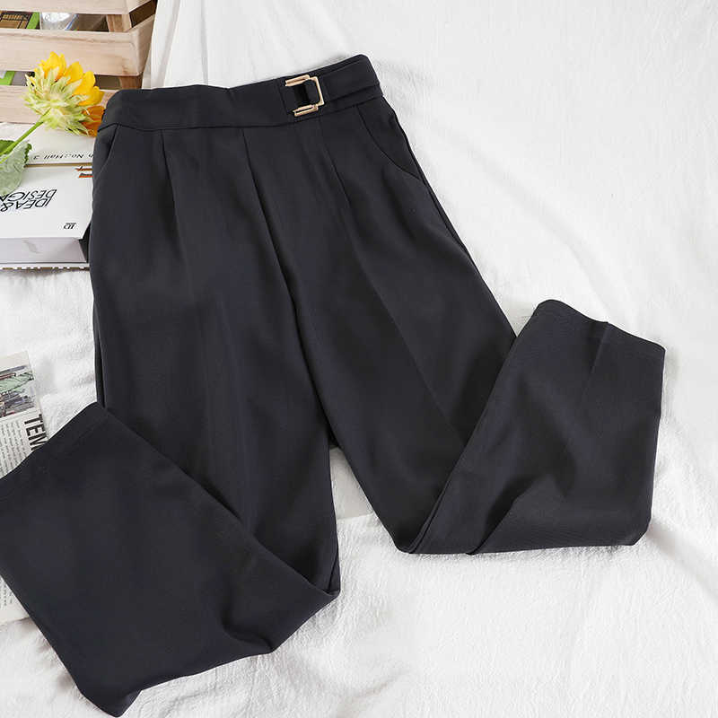 DEAT Lady Spring Autumn Arrivals Solid Color Loose High Waist Temperament Fashion Women Harem Pants MZ979 210709