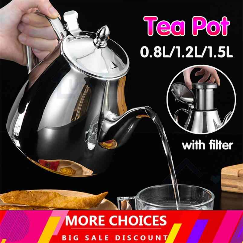 Stainless Steel Kettle Tea Pot For Induction With Filter Seven pot -Egged Set 210813