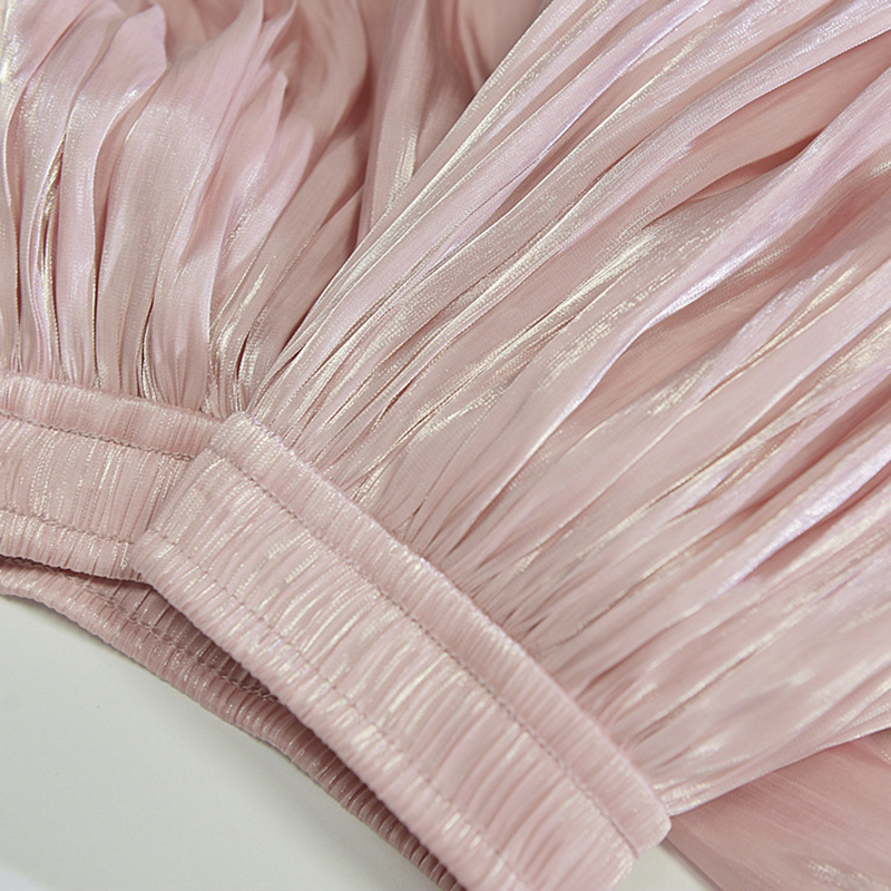 Elegant Solid Midi Pleated Skirt Women Korean High Waist Summer Ladies Satin Maxi Skirt Female Faldas Saia B-113 210309