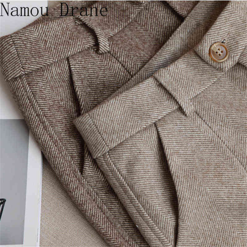 Woolen Pants Women's Harem Pencil Autumn Winter High Waisted Casual Suit Office Lady Women Trousers 211115