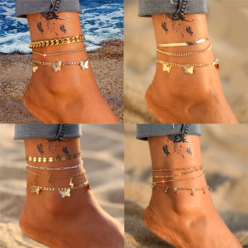 17KM Bohemian Gold Butterfly Chain Anklets Set For Women Girls Fashion Multi-layer Anklet Foot Ankle Bracelet Beach Jewelry, Red;blue
17KM Bohemian Gold Butterfly Chain Anklets Set For Women Girls Fashion Multi-layer Anklet Foot Ankle Bracelet Beach Jewelry, Red;blue