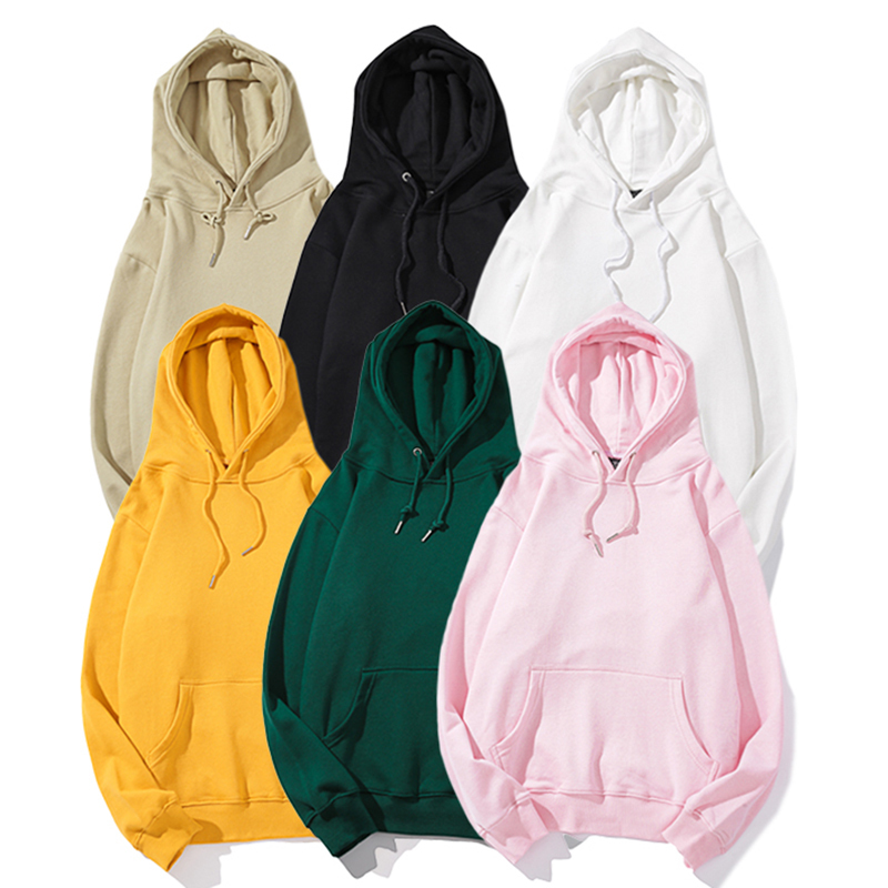 Plain Green Hoodie Sweatshirt Men Pullover Hoodies Autumn Streetwear Korean Harajuku Hooded Sweatshirt Casual Black White 201020