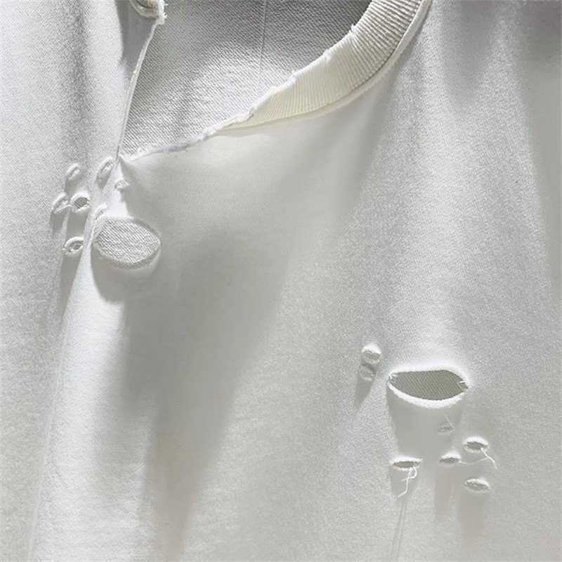 Korean Loose Pullover Shirts Women New Ripped Hole BF Loose Round Neck Long Sleeve Mid Length Top Casual Hoodie 210302