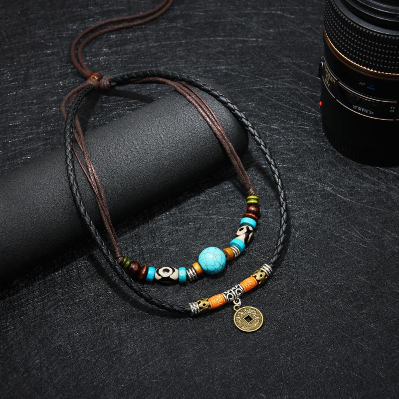 Chokers Vintage Leather Rope Necklace Creative Ancient Tribe Man Bead Choker Charm Bohemian Jewelry Collares Mujer
Chokers Vintage Leather Rope Necklace Creative Ancient Tribe Man Bead Choker Charm Bohemian Jewelry Collares Mujer