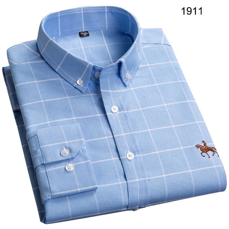 Long Sleeve Shirts for Men 100% Cotton Oxford Mens Clothing Autumn Winter Top Blouse Business Casual Shirts Korean Fashion 210714