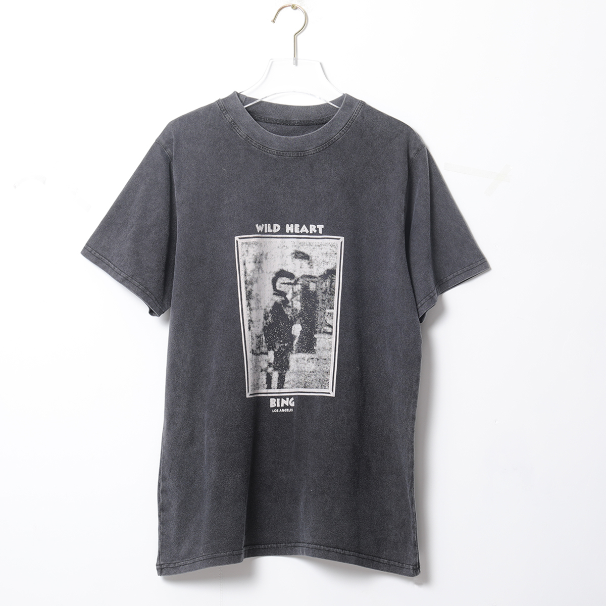 Wild Heart Faded Tees Women Summer Short Sleeve O Neck Cotton Shirts T-Shirt Casual Vintage Classic Washed Black Tshirt Top 210306