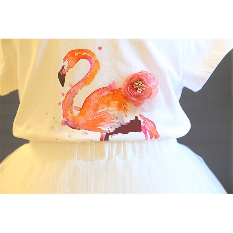 Summer Girls' Clothing Sets Elegant Princess Girl Animal T-Shirt +Gauze Dress 2PCS Suit Kids Clothes Set Children 210625
