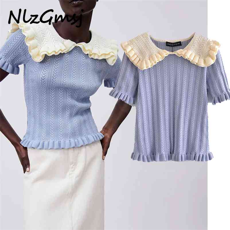 Sweater Women Short Puff Sleeve Blue Spring Knitted Top Woman Fashion Streetwear Elastic Pullover 03 210628, As picture
Sweater Women Short Puff Sleeve Blue Spring Knitted Top Woman Fashion Streetwear Elastic Pullover 03 210628, As picture