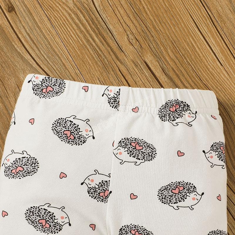Baby Girls Clothing Set Dress Tops+Hedgehog Trousers Fall 2021 Latest Kids Boutique Clothes 0-2T Infant Toddlers Long Sleeves Suits Cute