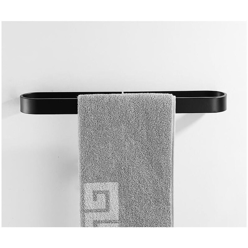 Towel Rings Aluminum Black or White Toilet Hanger Storage Shelf No Need Drill Bathroom Accessories Bar 8ikw