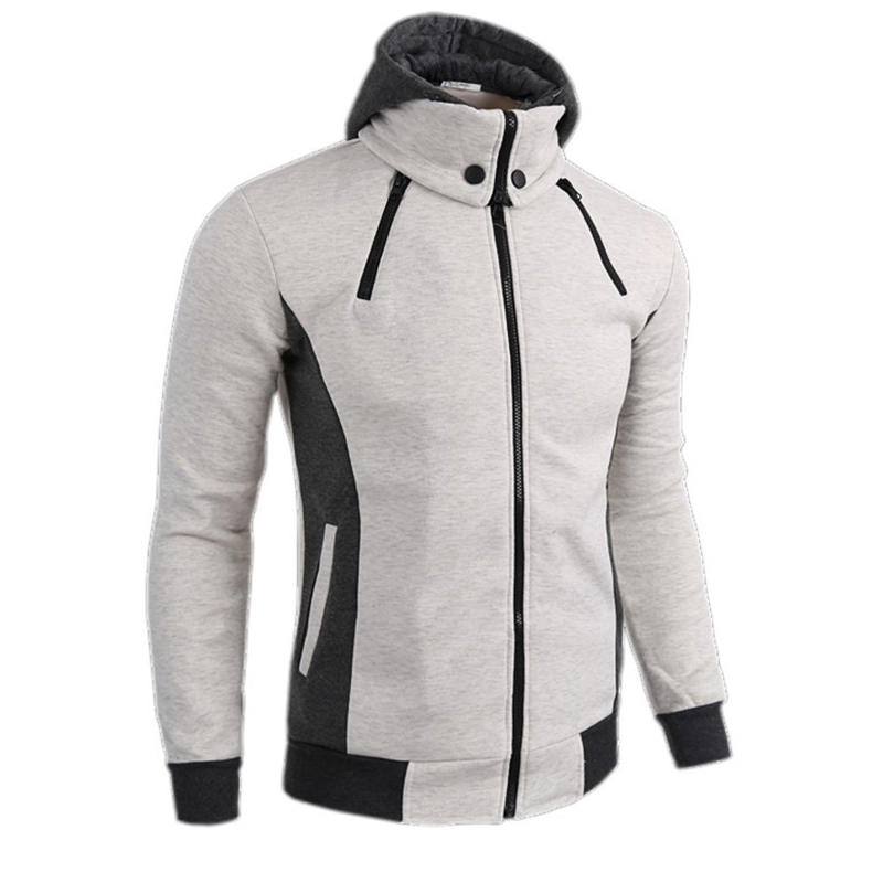 Zipper Warm Fleece Hoodies Men Autumn Winter Casual Patchwork Hoody Sweatshirts Mens Hip Hop Streetwear Male Pullover Hood Coats 201020