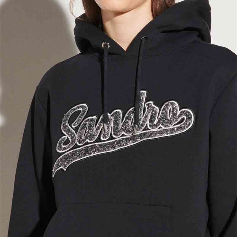 Fadan Sandro Plush sweater autumn winter 2020 hooded Sequin letter loose Pullover women' Embroidery, Black
Fadan Sandro Plush sweater autumn winter 2020 hooded Sequin letter loose Pullover women' Embroidery, Black