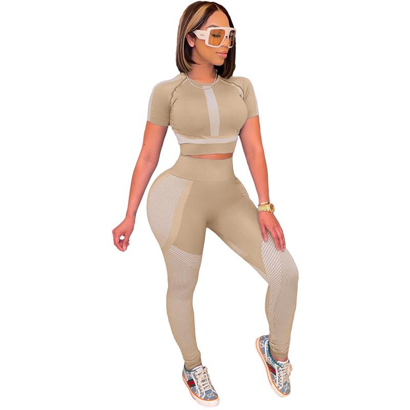 Women's Two Piece Pants Wholesale Items Bulk Lots Summer Sportswear Set Women Fashion Print Pantsuits T-shirt Outfits Clothing M6829