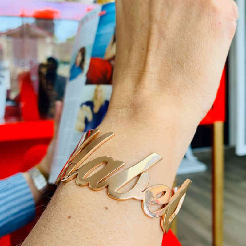 Custom Name Bangle Stainless Steel Adjustable Cuff Bracelet Personalized Letter for Women Jewelry Girlfriend Gift