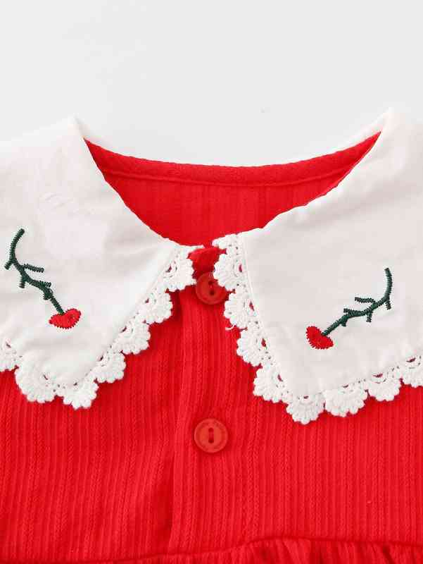 Peninsula Baby Button Front Peter Pan Collar Bodysuit With Headband SHE
