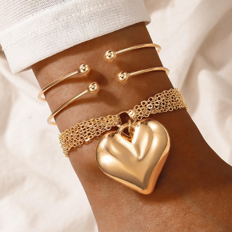 Link, Chain Ingemark 3Pcs Punk Metal Big Heart Pendant Bracelet Set On Hand Hip Hop Retro Geometric Smooth Bangles Women Couple Jewelry
Link, Chain Ingemark 3Pcs Punk Metal Big Heart Pendant Bracelet Set On Hand Hip Hop Retro Geometric Smooth Bangles Women Couple Jewelry