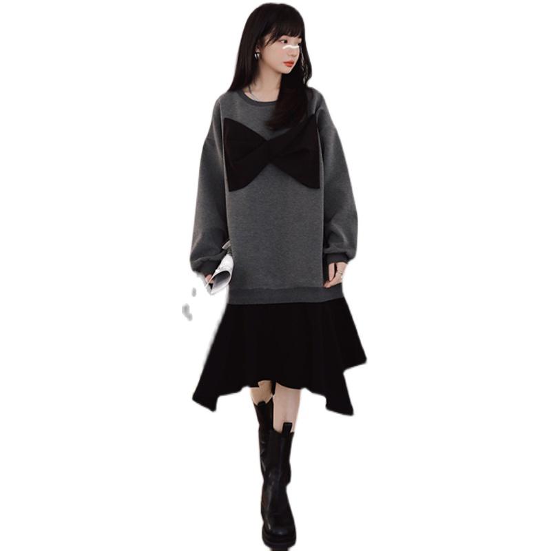 Maternity Dresses Thickening Velvet Long-sleeved Winter Dress Large Bow Irregular Pregnant Woman Fleece Thick Warm Pregnancy, Gray
Maternity Dresses Thickening Velvet Long-sleeved Winter Dress Large Bow Irregular Pregnant Woman Fleece Thick Warm Pregnancy, Gray