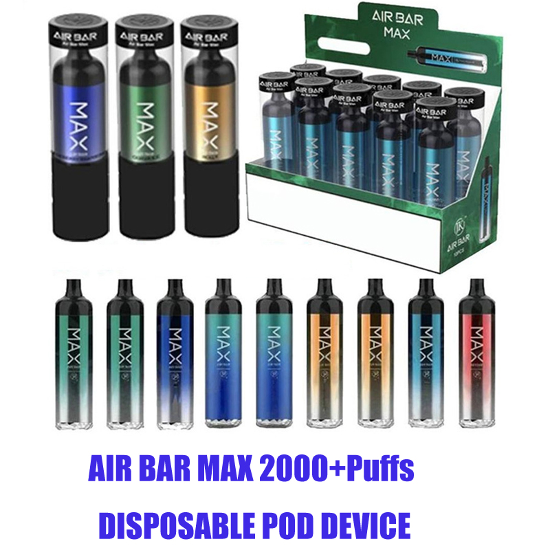 Air Bar max Disposable E-cigarettes Device kit Built-in 1250mah Battery 6.5ml Vape Pods 2000 puffs Dab Pen xxl plus
Air Bar max Disposable E-cigarettes Device kit Built-in 1250mah Battery 6.5ml Vape Pods 2000 puffs Dab Pen xxl plus
