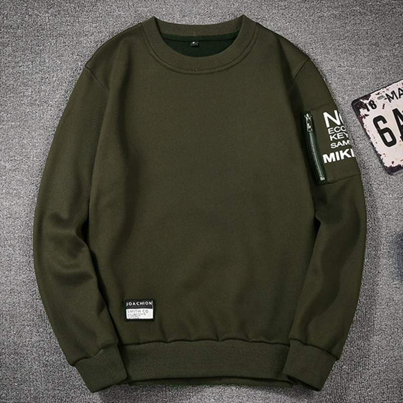 Mens Casual Sweatshirts Solid Color Letter Print O-Neck Men Pullovers Simple Streetwear Loose Autumn Man Clothing Hip-Hop 201127