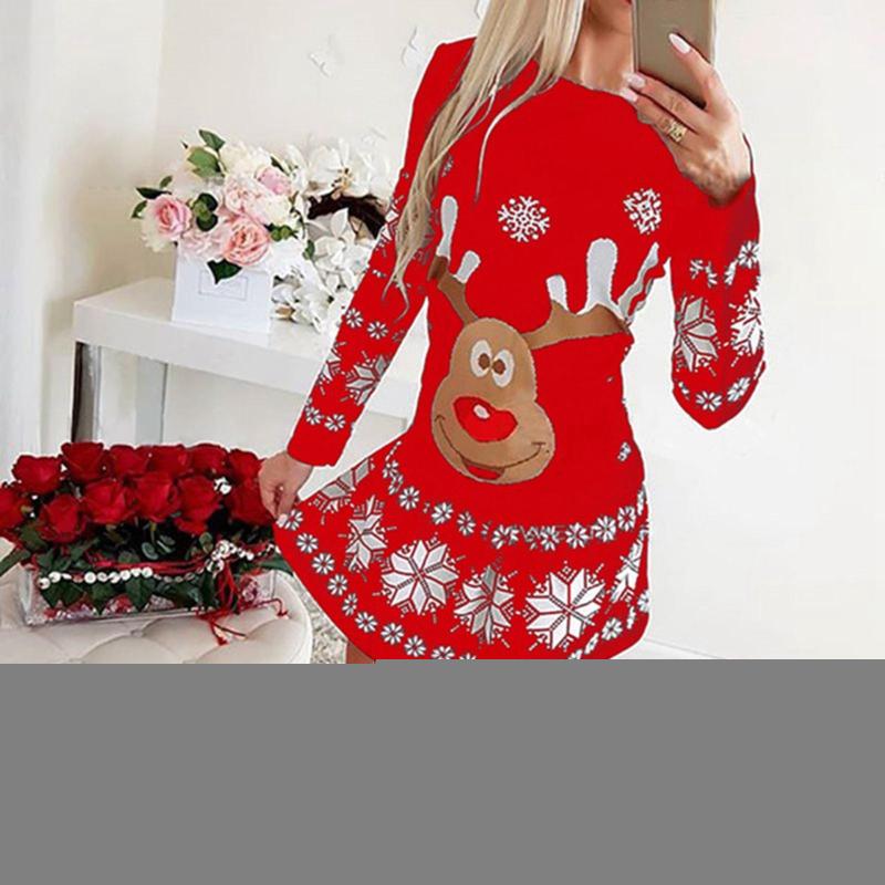 Casual Dresses Christmas Bodycon For Women 2021 Fashion Xmas Print Woman Dress Long Sleeve Spring Autumn Clothing Female D30, Black;gray
Casual Dresses Christmas Bodycon For Women 2021 Fashion Xmas Print Woman Dress Long Sleeve Spring Autumn Clothing Female D30, Black;gray