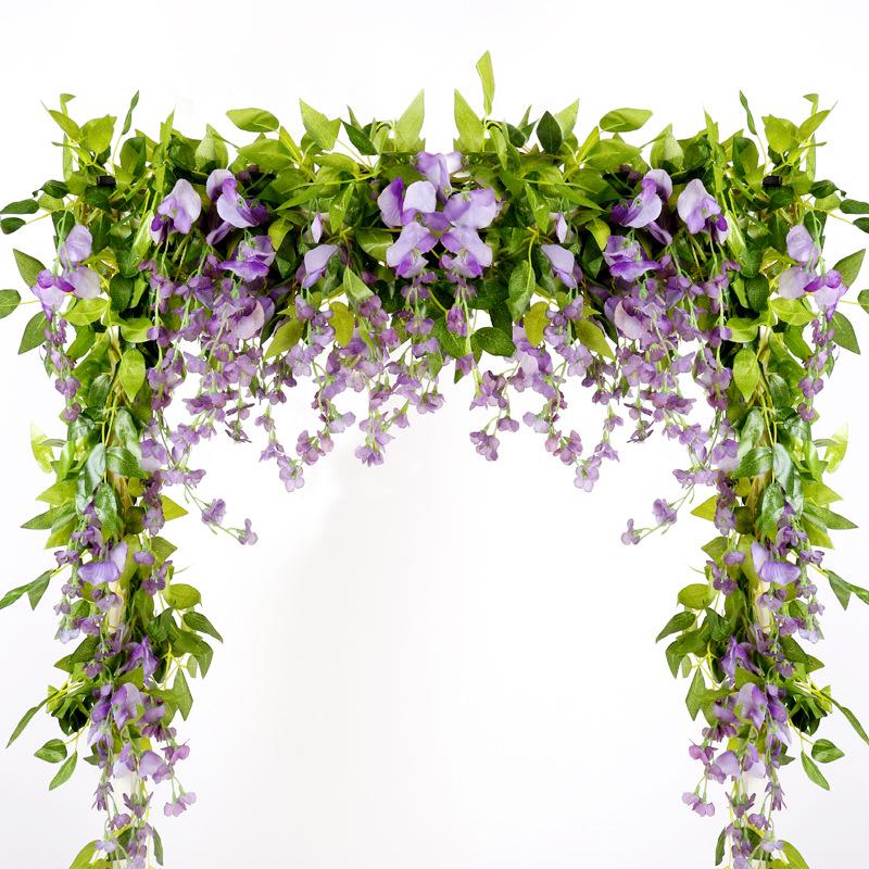 Silk Rose Vine Hanging Artificial Flowers for Wall Decoration Rattan Fake Plants Leaves Wisteria Garland Wedding Home Decoration