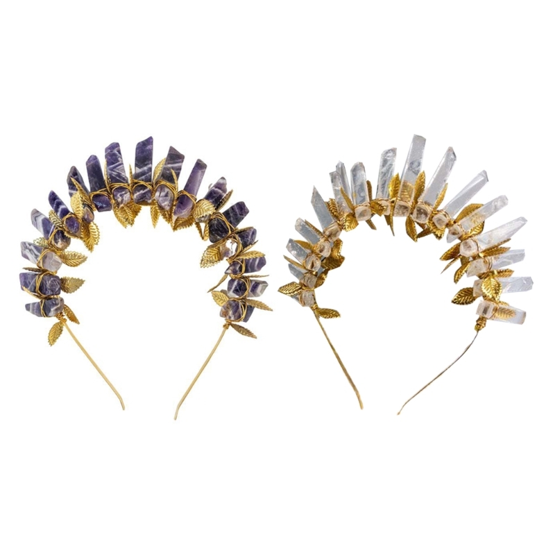 Handmade Metal Leaf Goddess Tiara Crown Headband Retro Raw Crystal Quartz Jewelry Hair Hoop Wedding Bridal Cosplay Halo
Handmade Metal Leaf Goddess Tiara Crown Headband Retro Raw Crystal Quartz Jewelry Hair Hoop Wedding Bridal Cosplay Halo