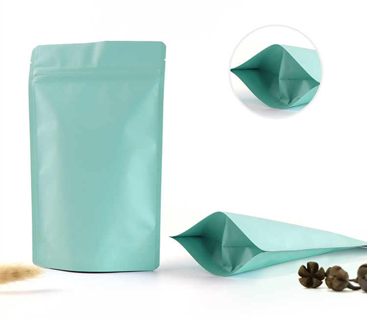 Matte Light Blue Aluminum Foil Zip Lock Packaging Bag Stand up Thick Resealable Ground Coffee Beans Snack Seafood Sugar Wedding Party Xmas Heat Sealin