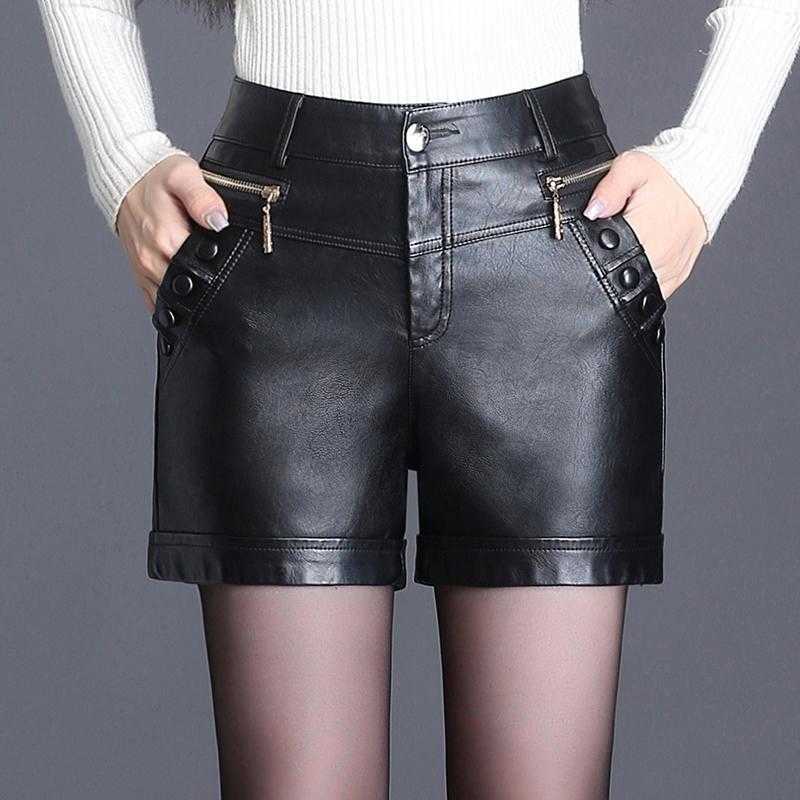 Biker PU Leather Shorts Women High Waist Quality Sexy Ladies Black Short Mujer Womens Cuir Femme 210724