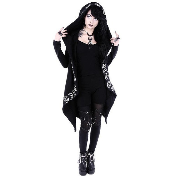 Punk Gothic Women Long Hoodie Casual Hoodies Sweatshirt Women Long Sleeve Streetwear Harajuku Hoodie Oversized Jacket CoatLJ200808